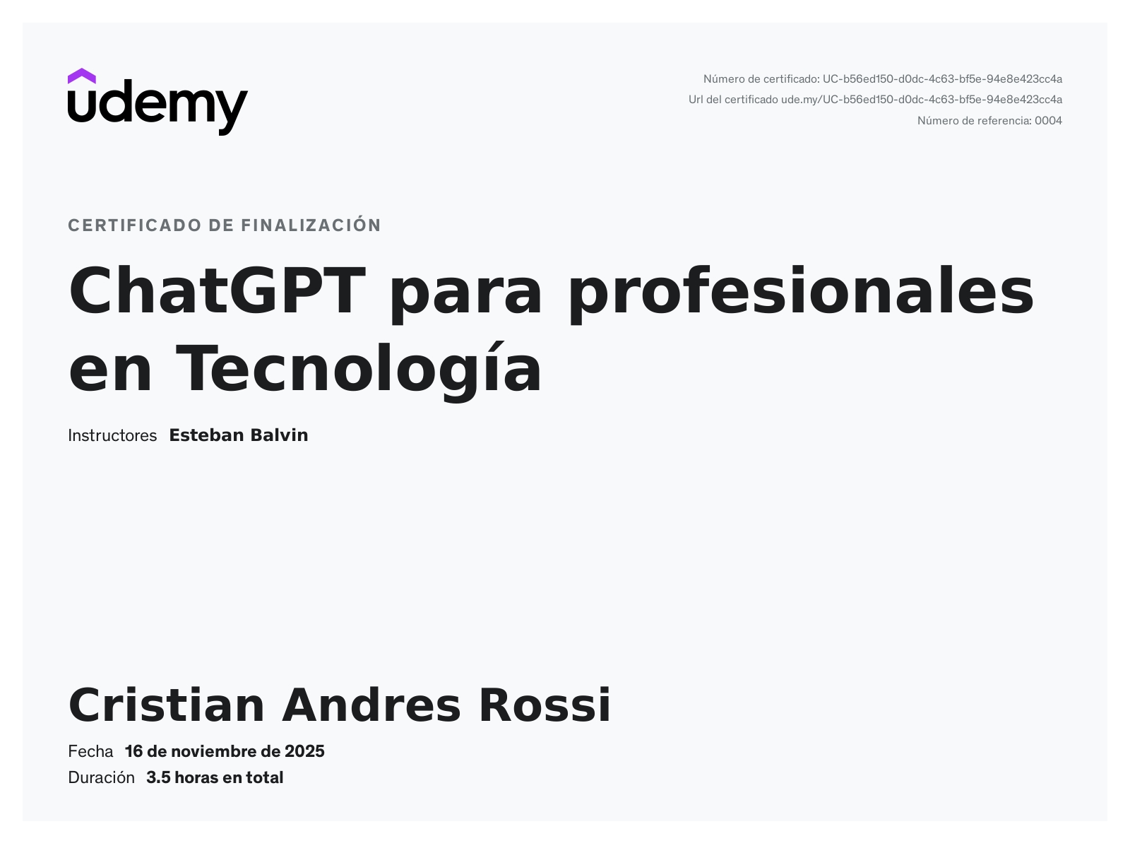 Certificado de ChatGPT para profesionales de tecnología